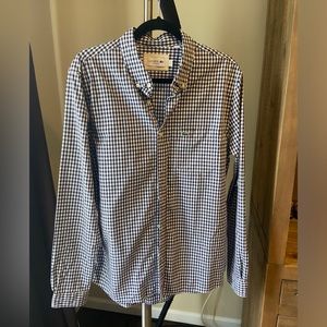 Lacoste Men's Long Sleeve Gingham Regular Fit Poplin Shirt